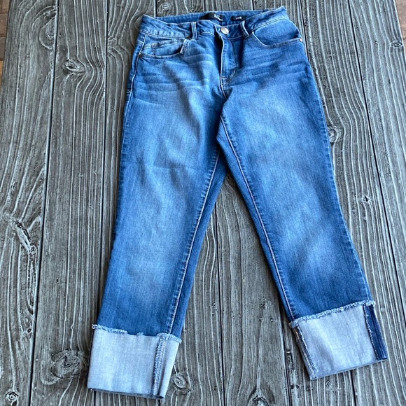 Distressed Denim Mid Waist Cropped Skinny Jeans - Picture 3 of 5